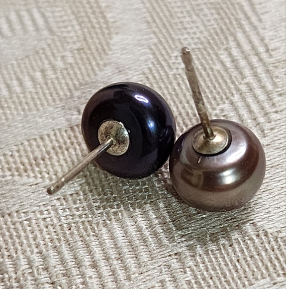 VINTAGE MISMATCHED HAITIAN PEARL STUD EARRINGS – 925 STERLING SILVER, AS-IS - Picture 7 of 14